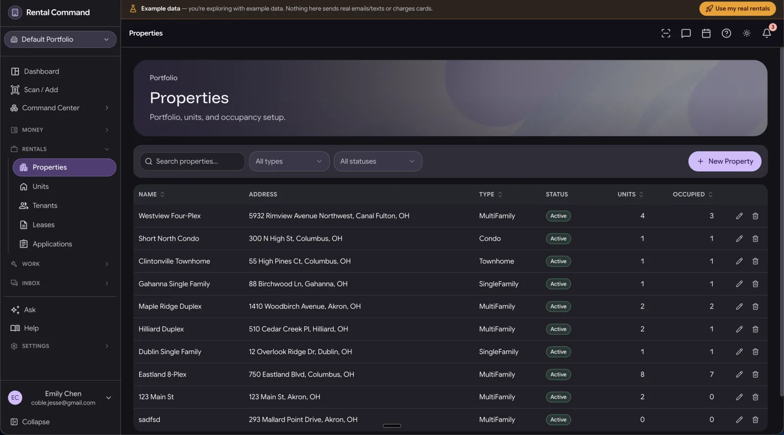 Rentals in Rental Command