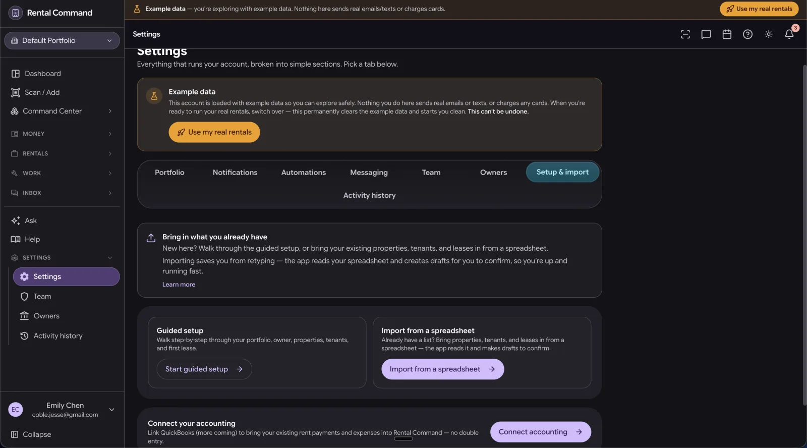 Getting started in Rental Command