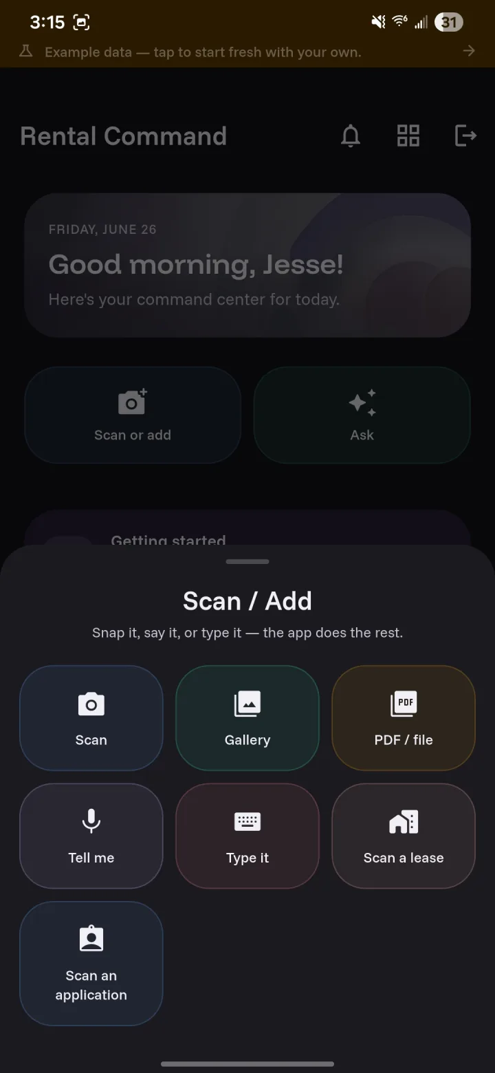 Capture it any way you like. — Rental Command on mobile